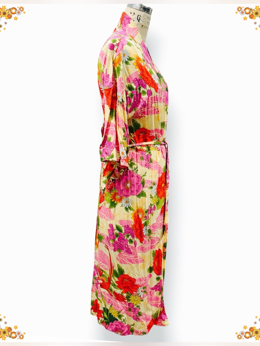 Floral Lightweight Kimono Long Robe - Size S - Picture 4 of 6